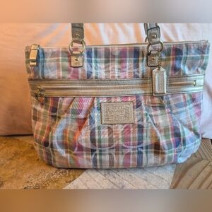 Vintage Coach Pastel Plaid-Poppy RARE